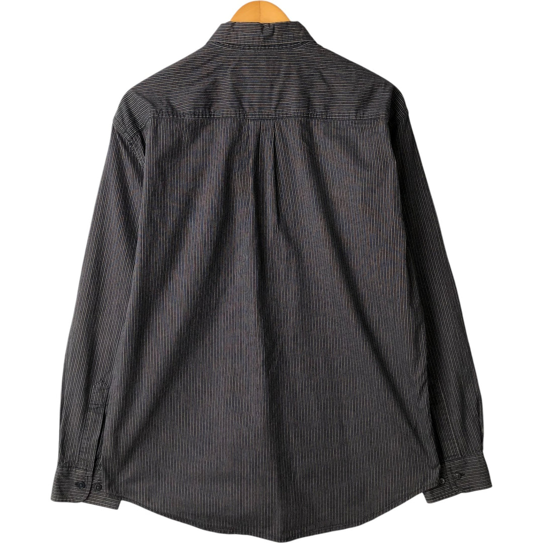 2000'S Dockers Long Sleeve Button-Down Striped Shirt, Men's Size Medium cotton black type Vintage Second Hand