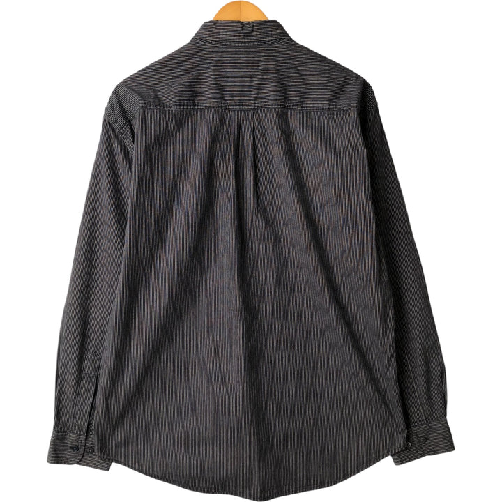 2000'S Dockers Long Sleeve Button-Down Striped Shirt, Men's Size Medium cotton black type Vintage Second Hand