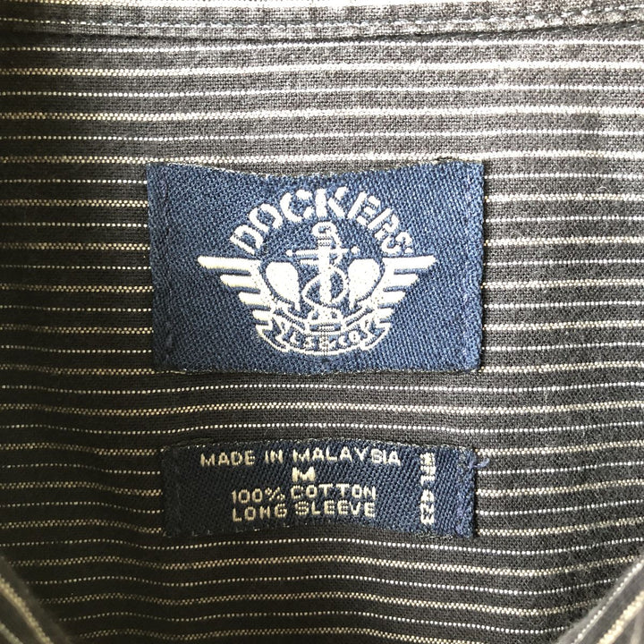 2000'S Dockers Long Sleeve Button-Down Striped Shirt, Men's Size Medium cotton black type Vintage Second Hand