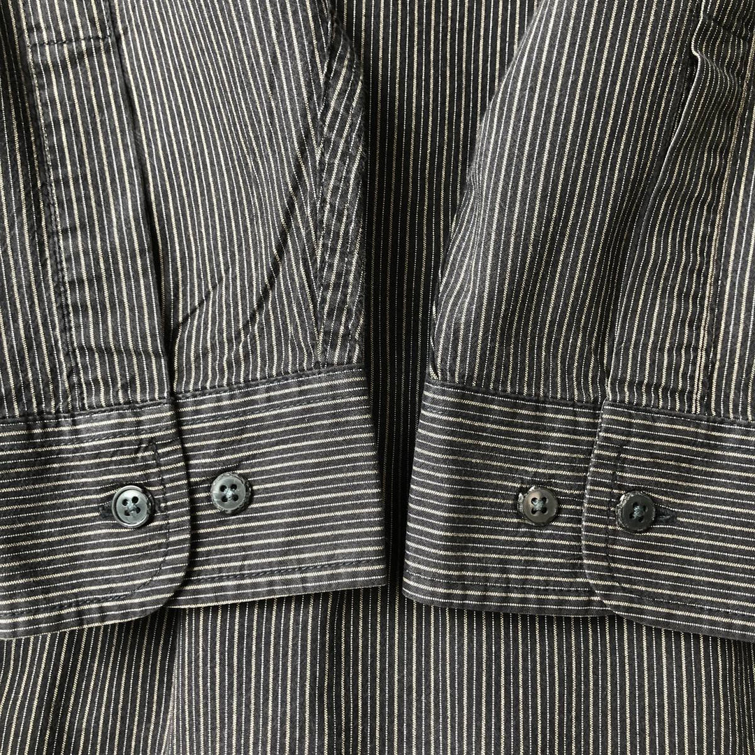 2000'S Dockers Long Sleeve Button-Down Striped Shirt, Men's Size Medium cotton black type Vintage Second Hand