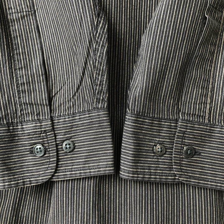 2000'S Dockers Long Sleeve Button-Down Striped Shirt, Men's Size Medium cotton black type Vintage Second Hand