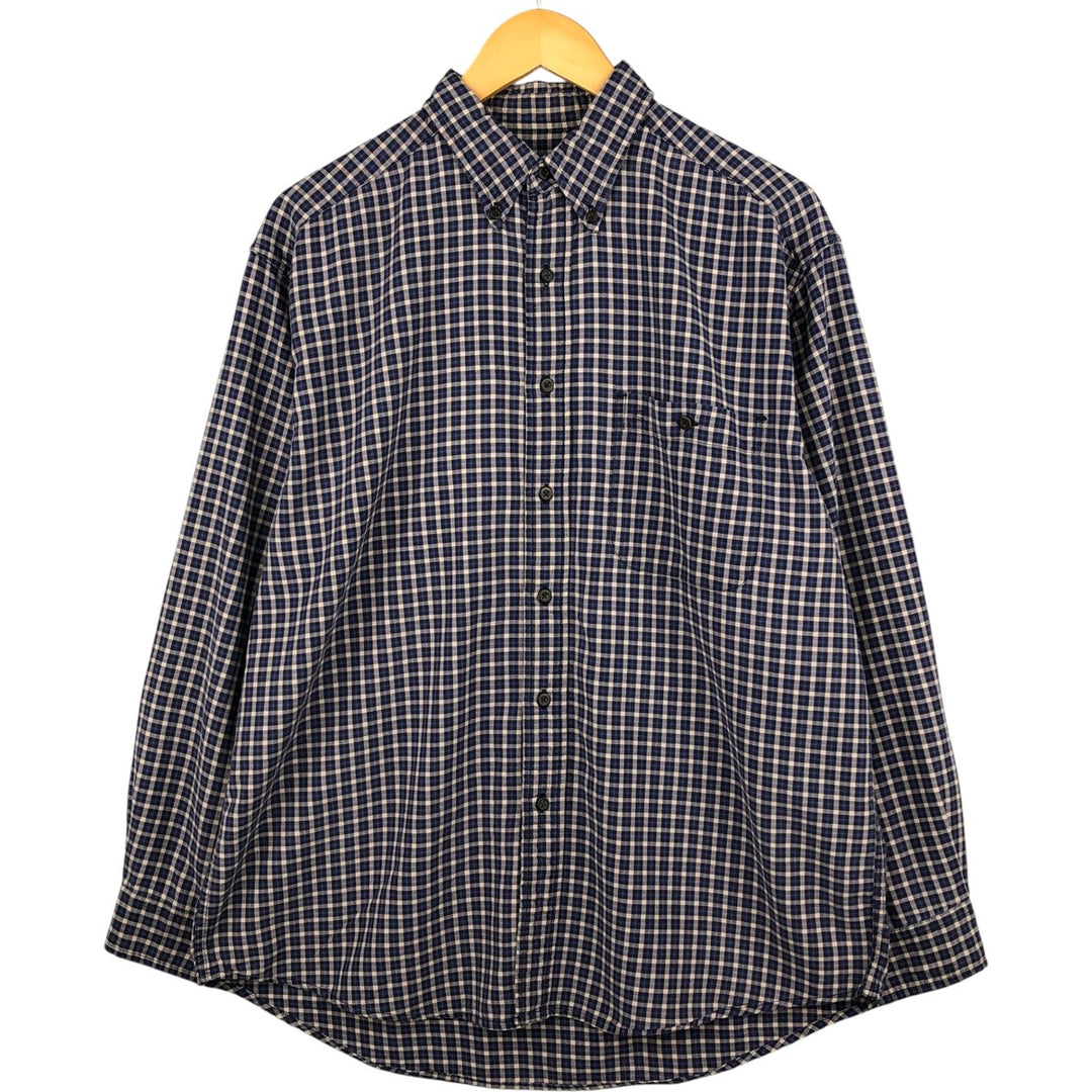Eddie Bauer Long Sleeve Button-Down Check Shirt, Men's Size M cotton blue type Vintage Second Hand