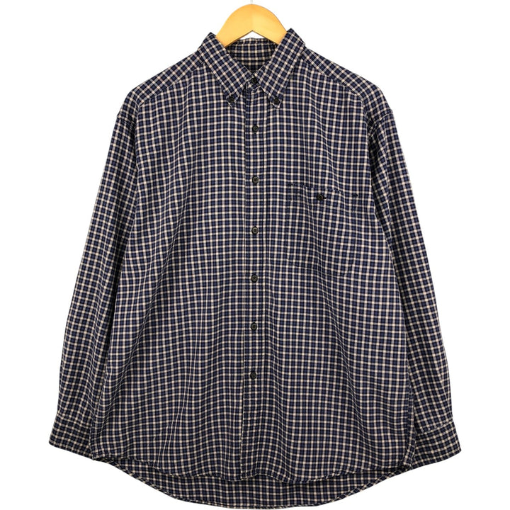 Eddie Bauer Long Sleeve Button-Down Check Shirt, Men's Size M cotton blue type Vintage Second Hand