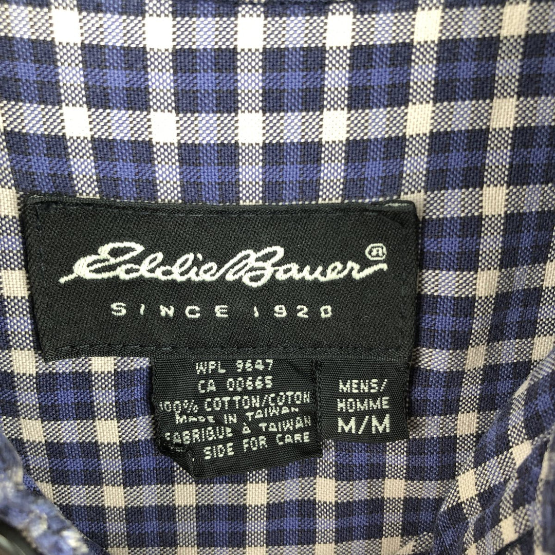 Eddie Bauer Long Sleeve Button-Down Check Shirt, Men's Size M cotton blue type Vintage Second Hand
