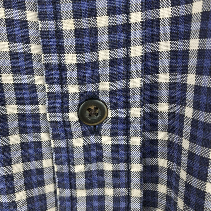 Eddie Bauer Long Sleeve Button-Down Check Shirt, Men's Size M cotton blue type Vintage Second Hand