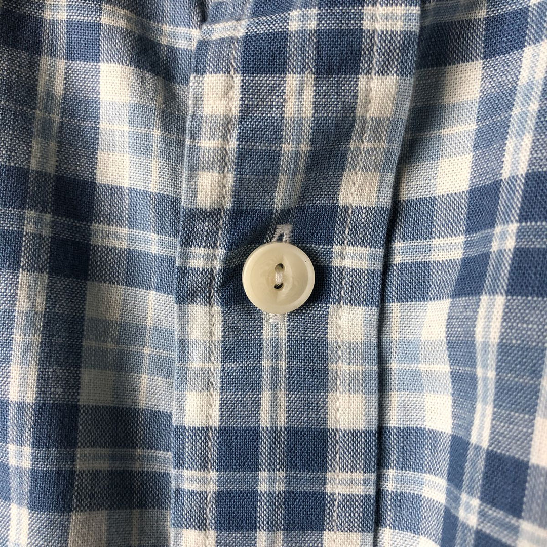 90s-00'S LLBean Slightly Fitted Long Sleeve Cotton Check Shirt, Men's Size L, Vintage cotton Blue type light blue Vintage Second Hand
