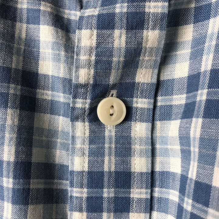 90s-00'S LLBean Slightly Fitted Long Sleeve Cotton Check Shirt, Men's Size L, Vintage cotton Blue type light blue Vintage Second Hand