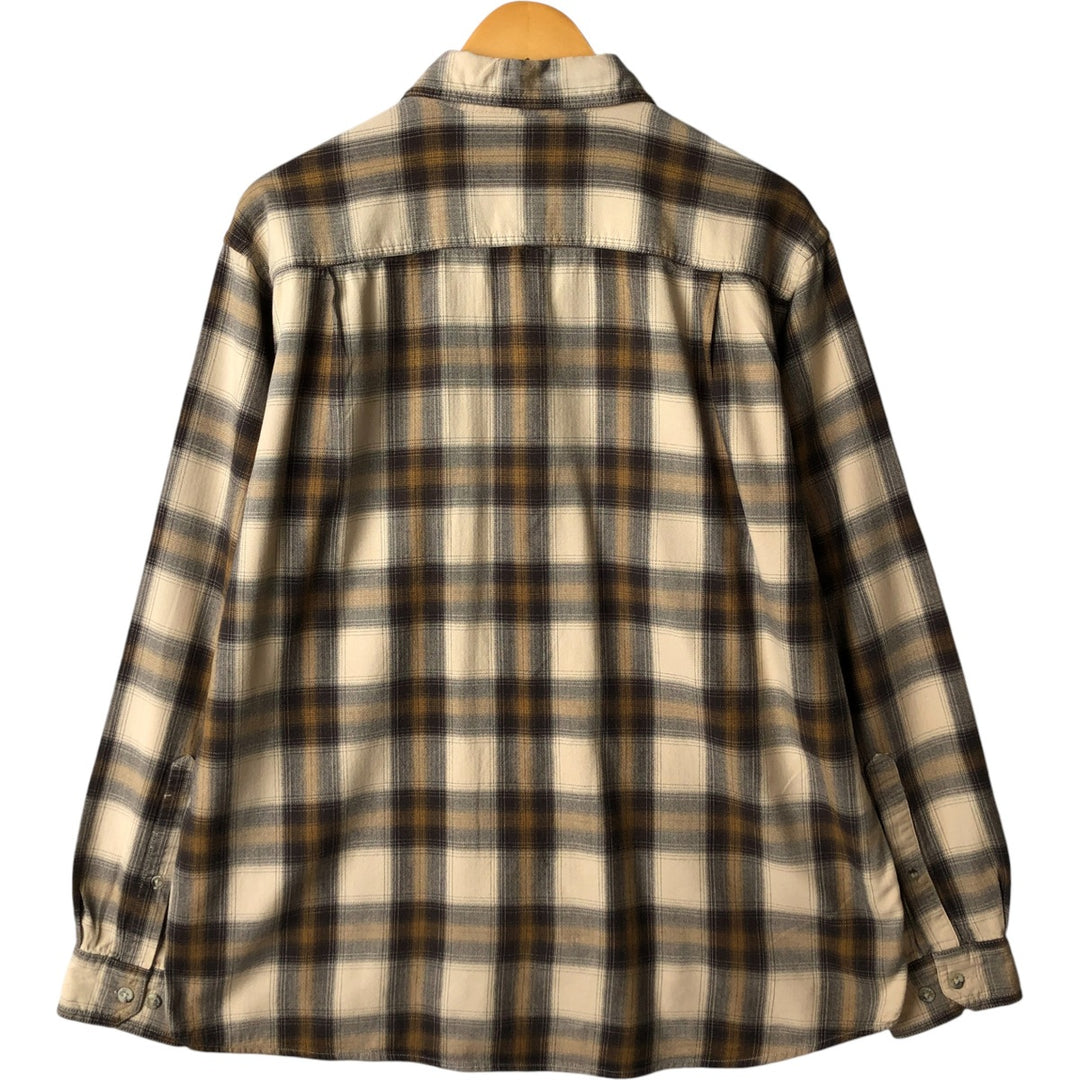 Columbia Long Sleeve Cotton and Viscose Check Shirt, Men's Size L cotton beige type brown Vintage Second Hand