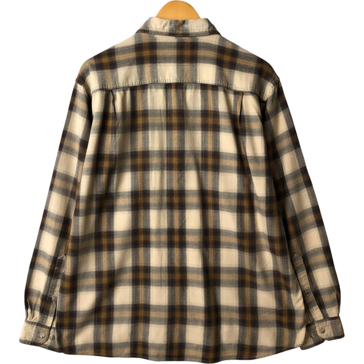 Columbia Long Sleeve Cotton and Viscose Check Shirt, Men's Size L cotton beige type brown Vintage Second Hand