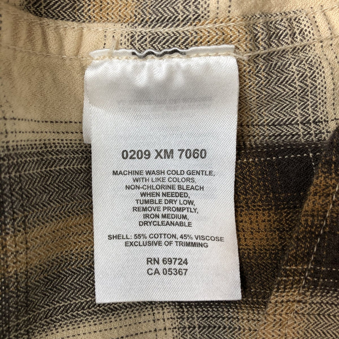 Columbia Long Sleeve Cotton and Viscose Check Shirt, Men's Size L cotton beige type brown Vintage Second Hand
