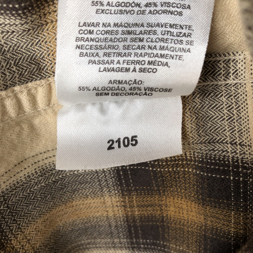 Columbia Long Sleeve Cotton and Viscose Check Shirt, Men's Size L cotton beige type brown Vintage Second Hand
