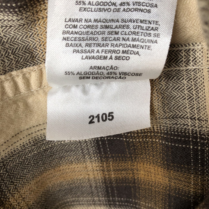 Columbia Long Sleeve Cotton and Viscose Check Shirt, Men's Size L cotton beige type brown Vintage Second Hand
