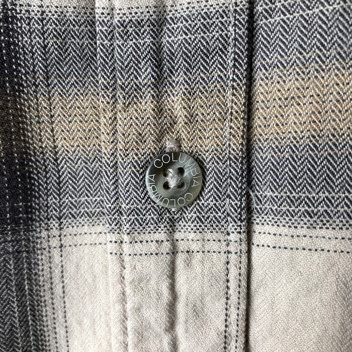 Columbia Long Sleeve Cotton and Viscose Check Shirt, Men's Size L cotton beige type brown Vintage Second Hand