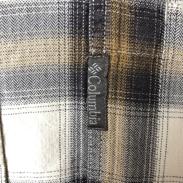 Columbia Long Sleeve Cotton and Viscose Check Shirt, Men's Size L cotton beige type brown Vintage Second Hand