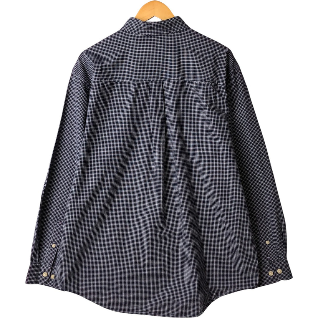 Vintage 90s-00'S Timberland long-sleeved button-down check shirt, men's size XL cotton navy blue type Vintage Second Hand