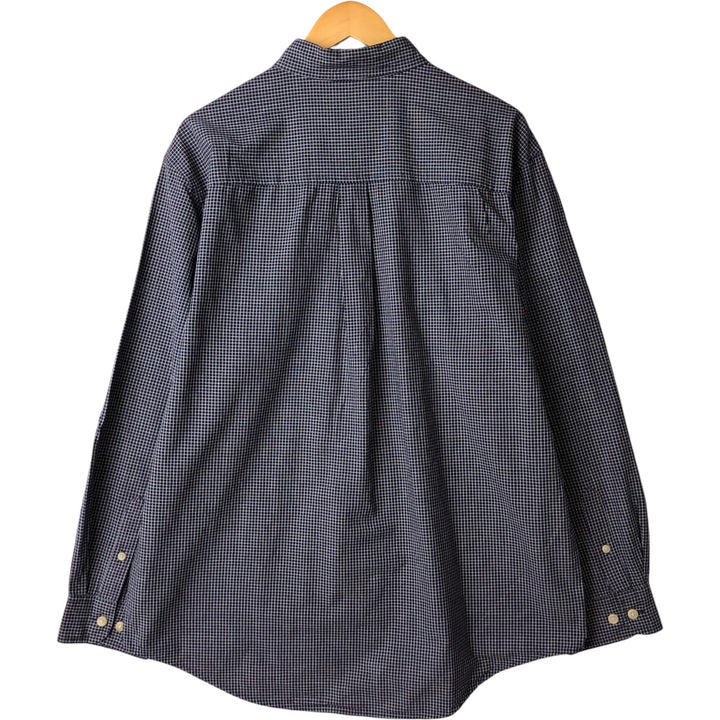 Vintage 90s-00'S Timberland long-sleeved button-down check shirt, men's size XL cotton navy blue type Vintage Second Hand