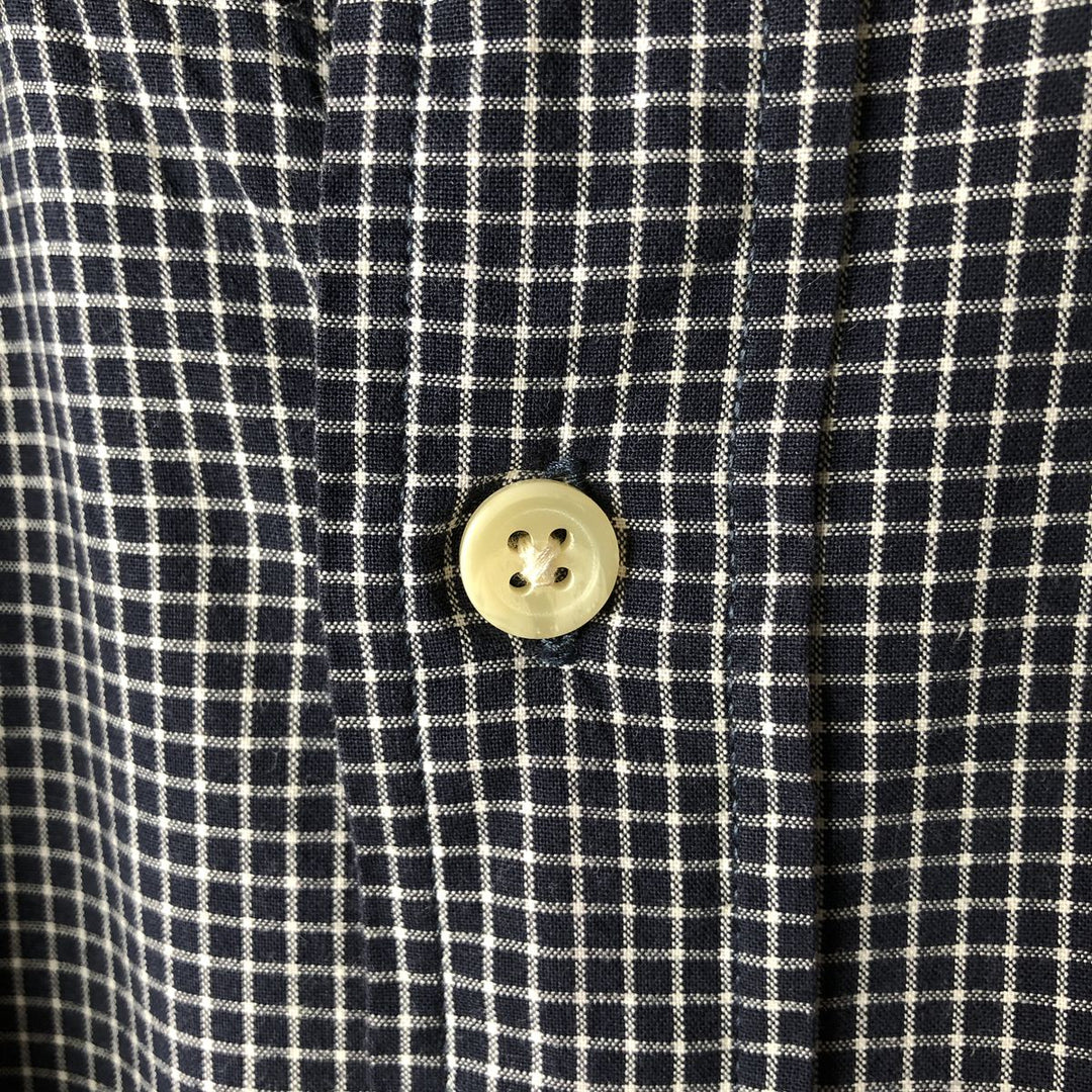 Vintage 90s-00'S Timberland long-sleeved button-down check shirt, men's size XL cotton navy blue type Vintage Second Hand