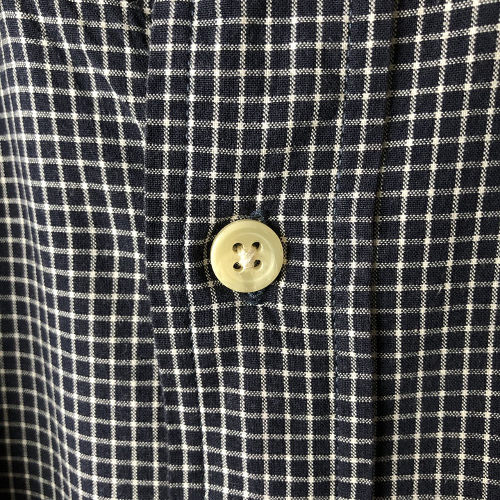 Vintage 90s-00'S Timberland long-sleeved button-down check shirt, men's size XL cotton navy blue type Vintage Second Hand