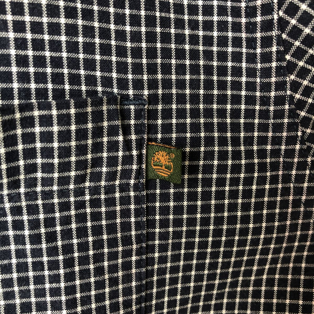 Vintage 90s-00'S Timberland long-sleeved button-down check shirt, men's size XL cotton navy blue type Vintage Second Hand