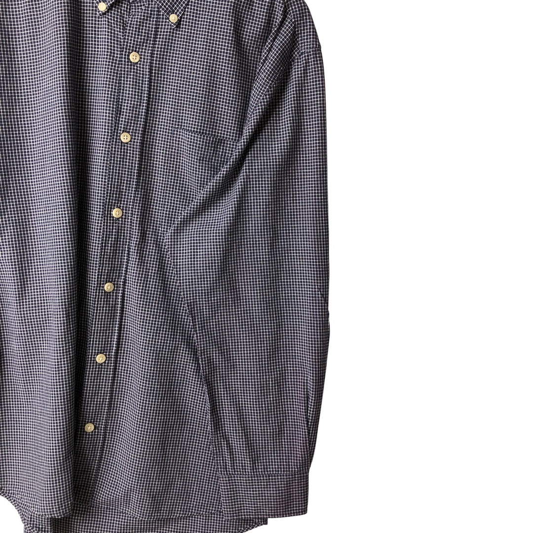 Vintage 90s-00'S Timberland long-sleeved button-down check shirt, men's size XL cotton navy blue type Vintage Second Hand
