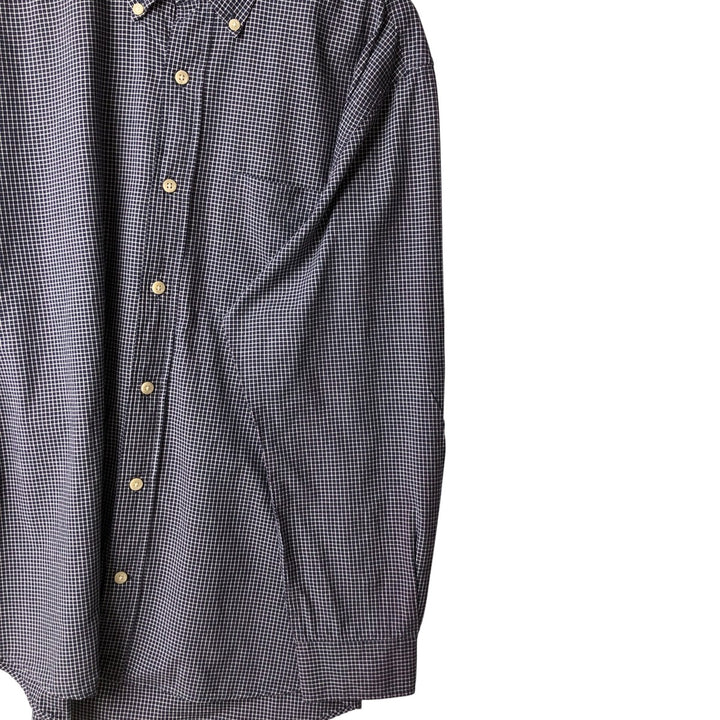 Vintage 90s-00'S Timberland long-sleeved button-down check shirt, men's size XL cotton navy blue type Vintage Second Hand