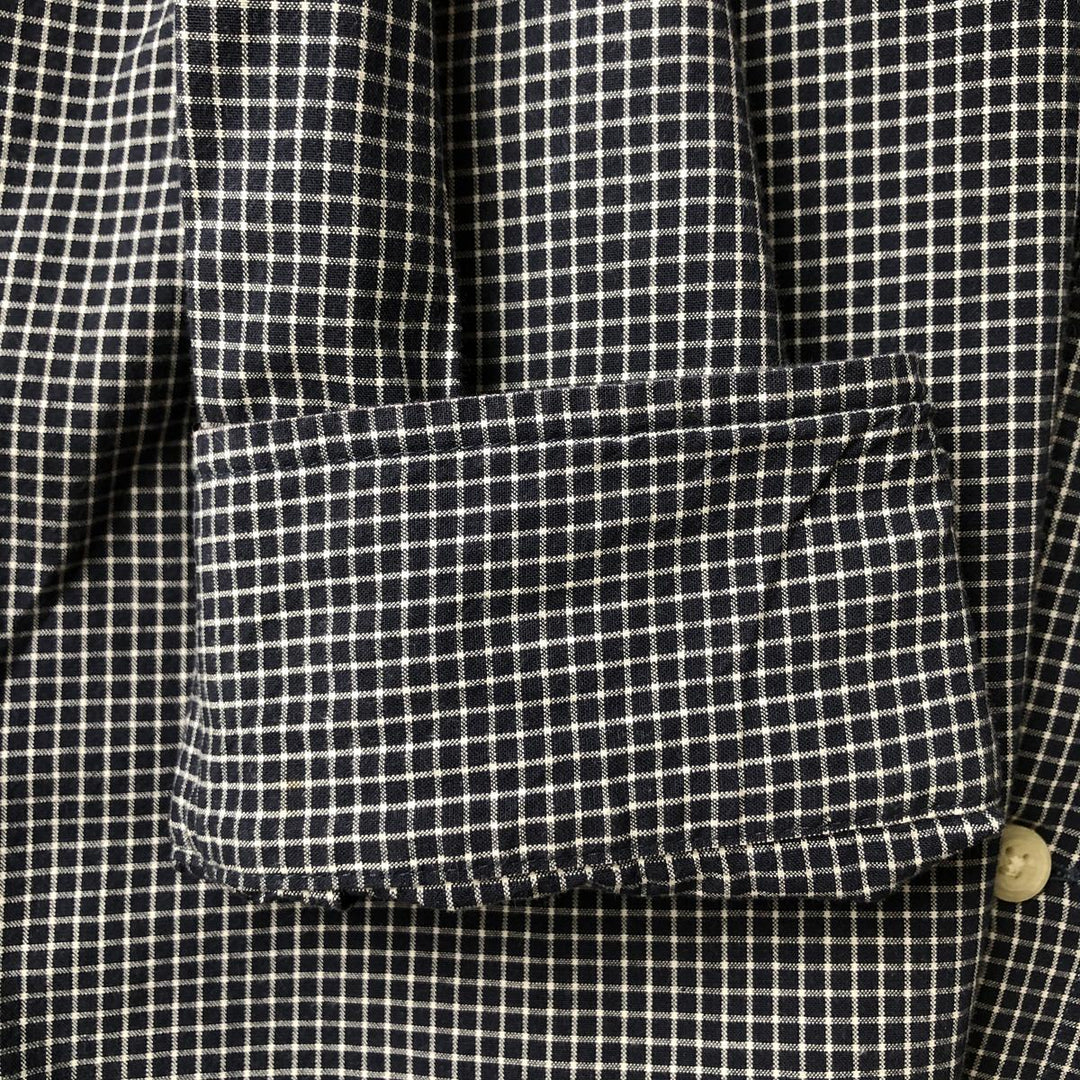 Vintage 90s-00'S Timberland long-sleeved button-down check shirt, men's size XL cotton navy blue type Vintage Second Hand