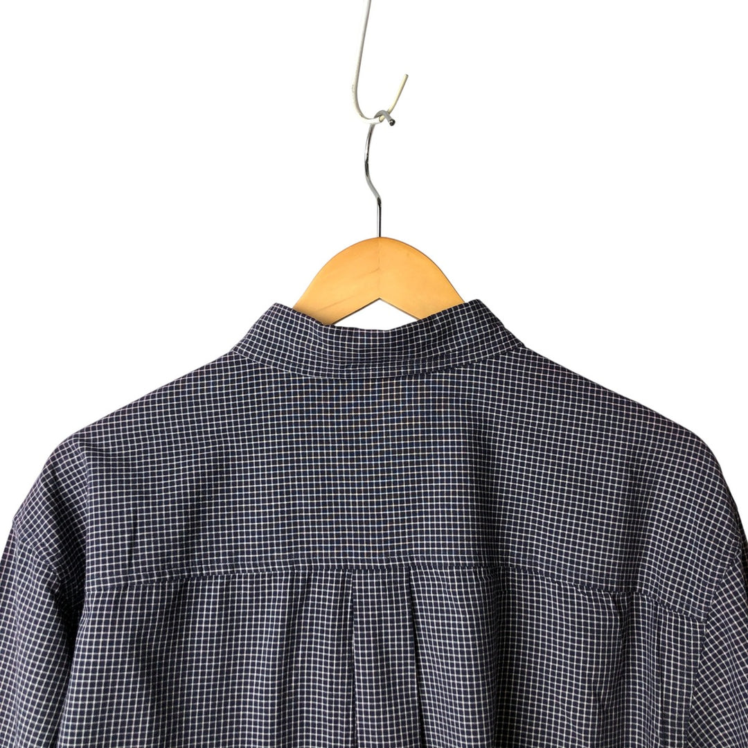 Vintage 90s-00'S Timberland long-sleeved button-down check shirt, men's size XL cotton navy blue type Vintage Second Hand