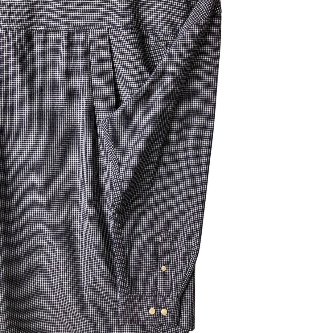 Vintage 90s-00'S Timberland long-sleeved button-down check shirt, men's size XL cotton navy blue type Vintage Second Hand
