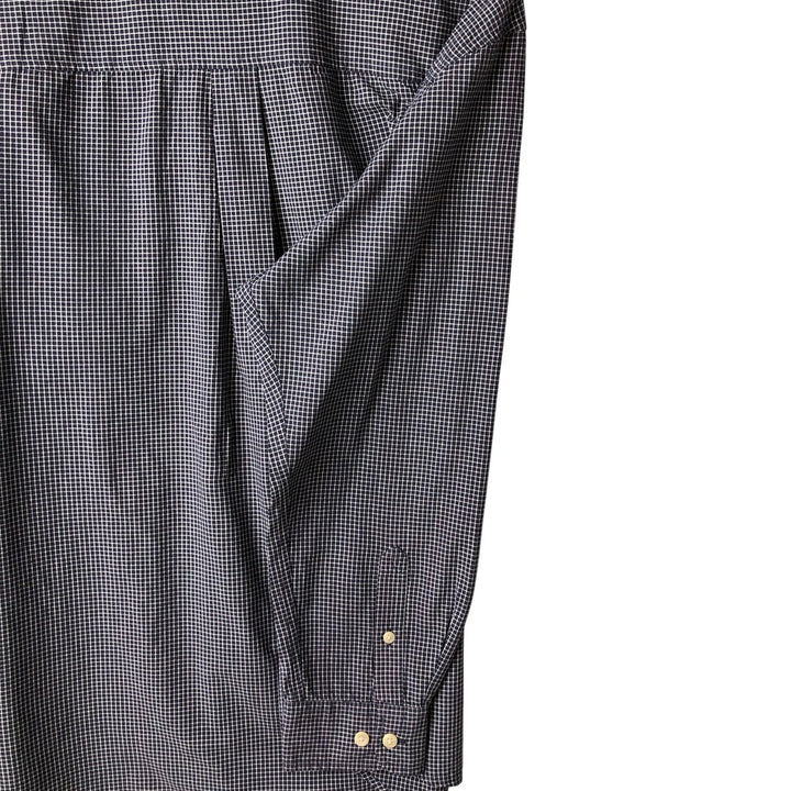 Vintage 90s-00'S Timberland long-sleeved button-down check shirt, men's size XL cotton navy blue type Vintage Second Hand