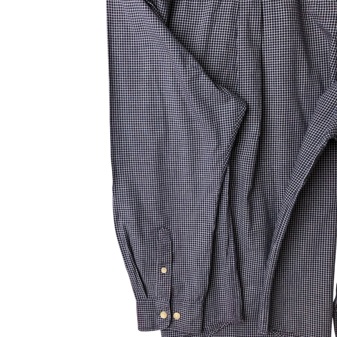 Vintage 90s-00'S Timberland long-sleeved button-down check shirt, men's size XL cotton navy blue type Vintage Second Hand