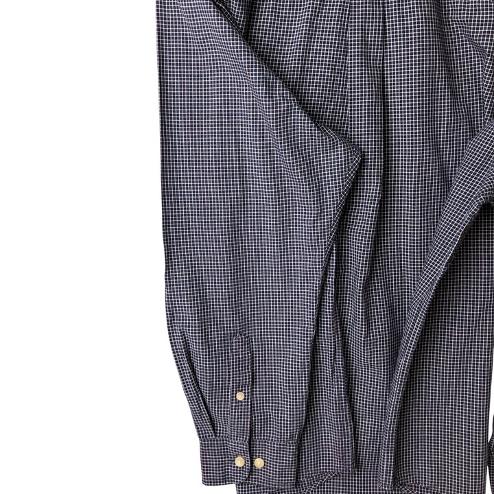 Vintage 90s-00'S Timberland long-sleeved button-down check shirt, men's size XL cotton navy blue type Vintage Second Hand