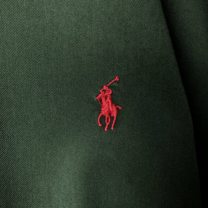 Ralph Lauren long sleeve button down shirt, men's size L cotton Green type dark green Vintage Second Hand