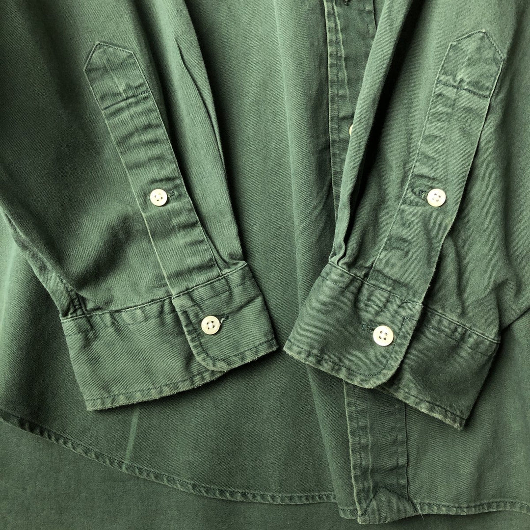 Ralph Lauren long sleeve button down shirt, men's size L cotton Green type dark green Vintage Second Hand