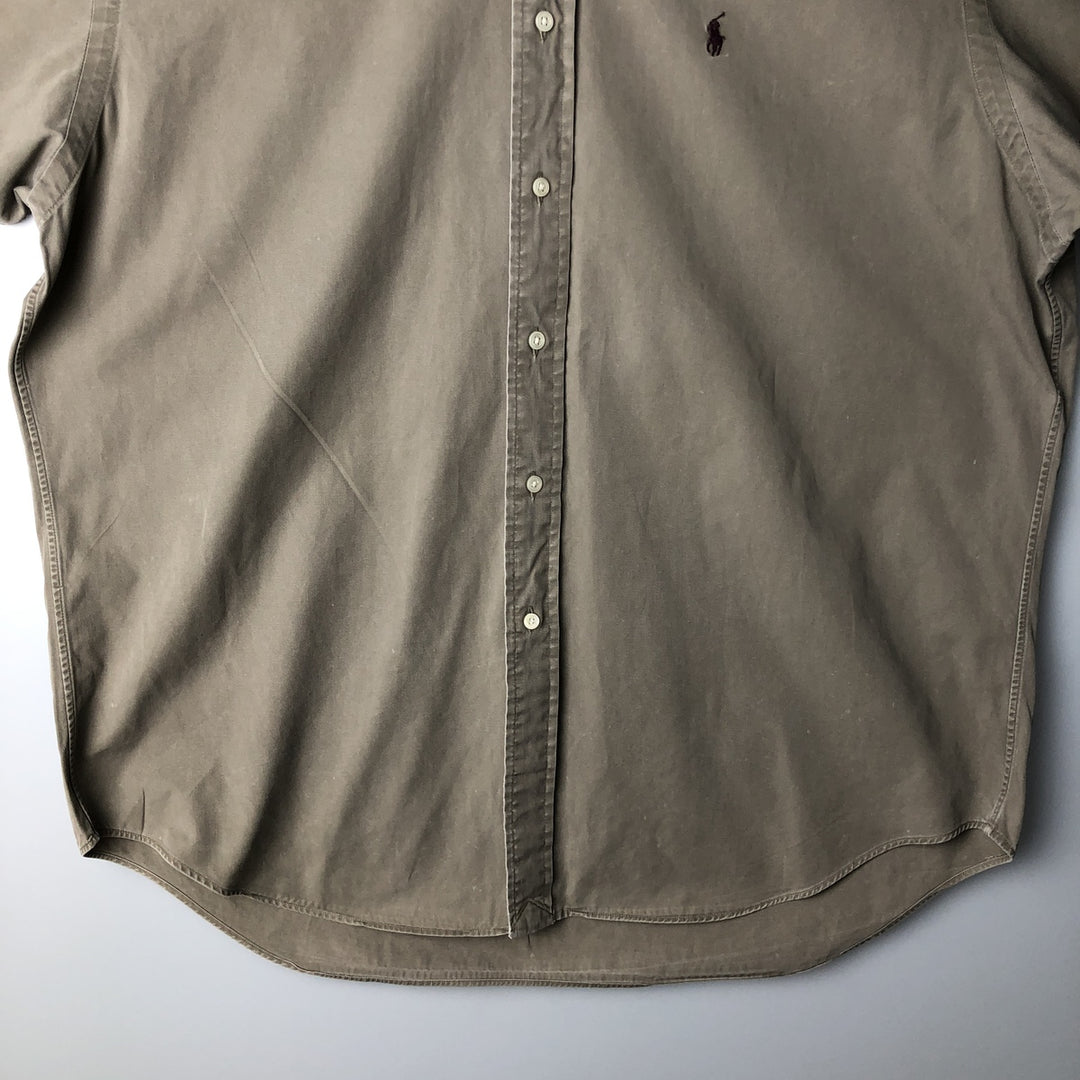 Ralph Lauren BLAKE long sleeve button down shirt, men's size L cotton Khaki type Vintage Second Hand