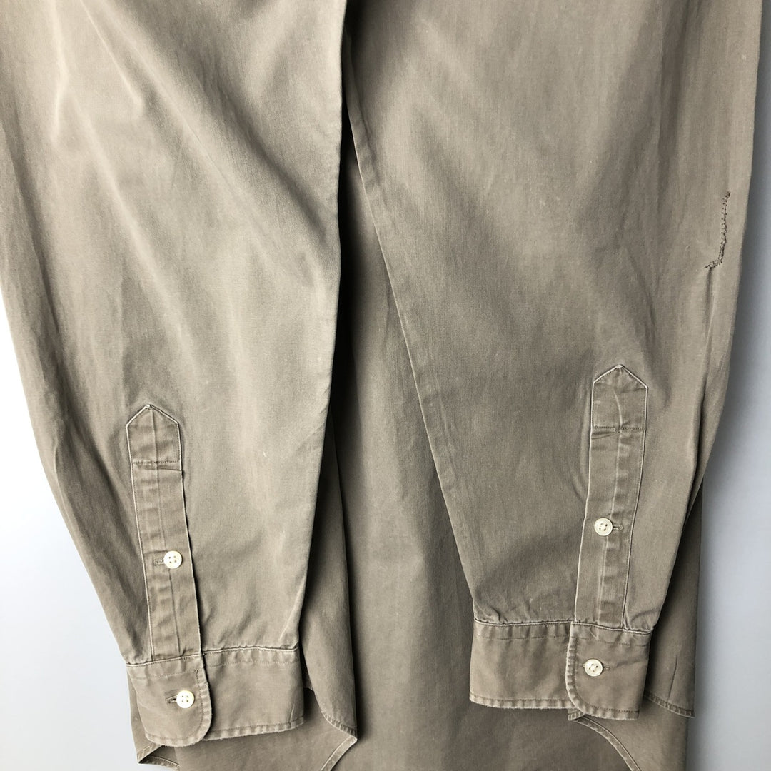 Ralph Lauren BLAKE long sleeve button down shirt, men's size L cotton Khaki type Vintage Second Hand