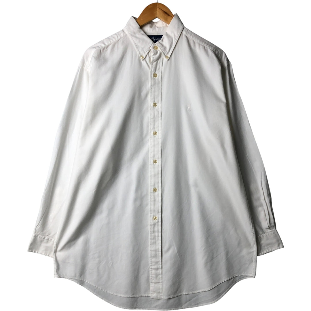 Ralph Lauren YARMOUTH long sleeve button down shirt, men's size L cotton white type Vintage Second Hand