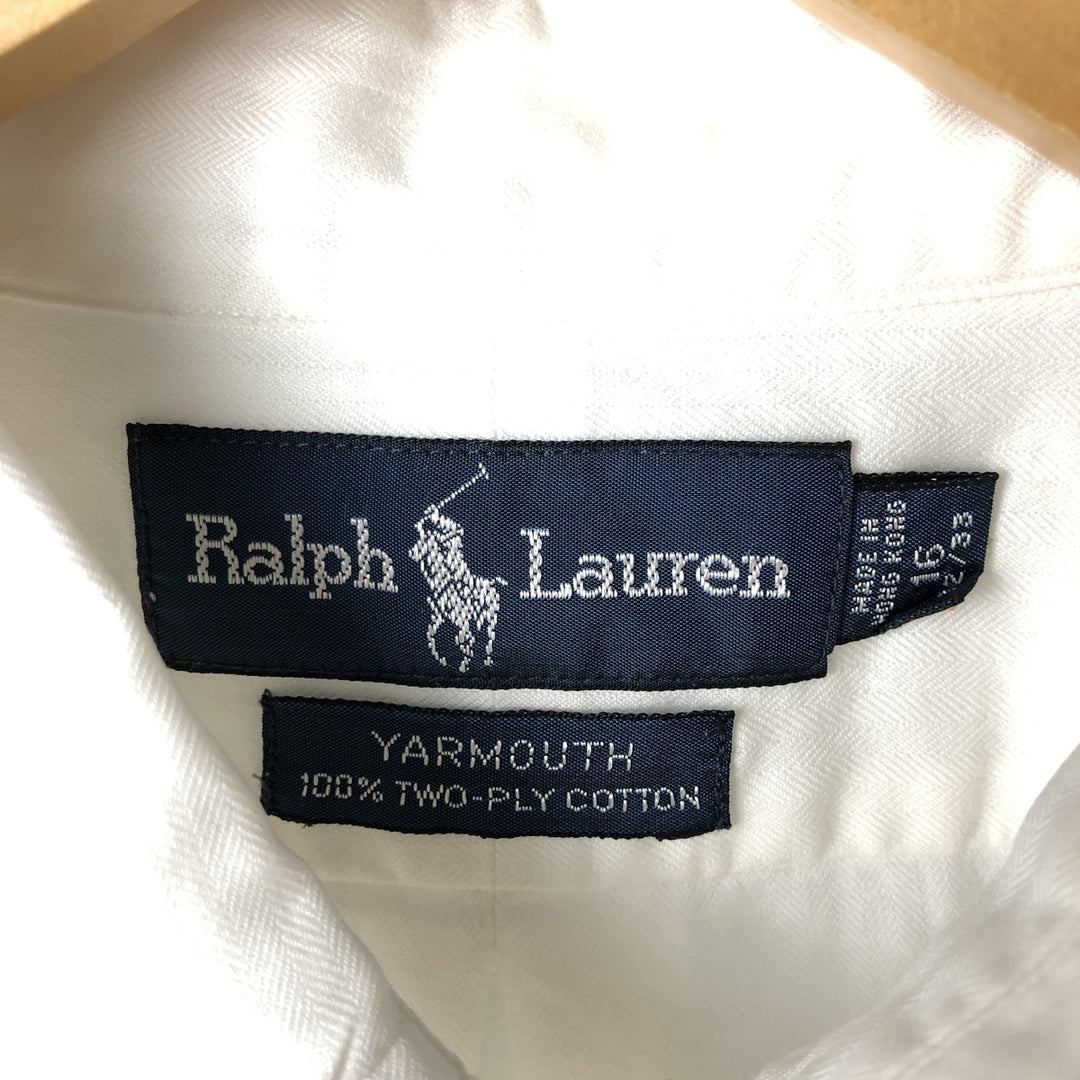 Ralph Lauren YARMOUTH long sleeve button down shirt, men's size L cotton white type Vintage Second Hand