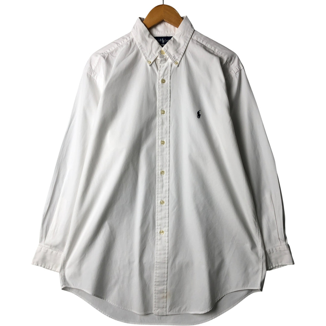 Ralph Lauren YARMOUTH long sleeve button down shirt, men's size L cotton white type Vintage Second Hand