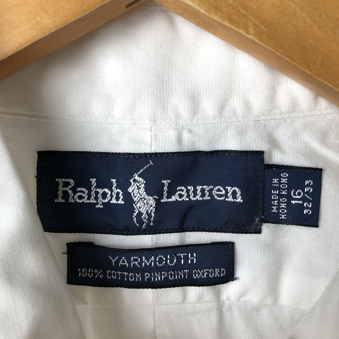 Ralph Lauren YARMOUTH long sleeve button down shirt, men's size L cotton white type Vintage Second Hand