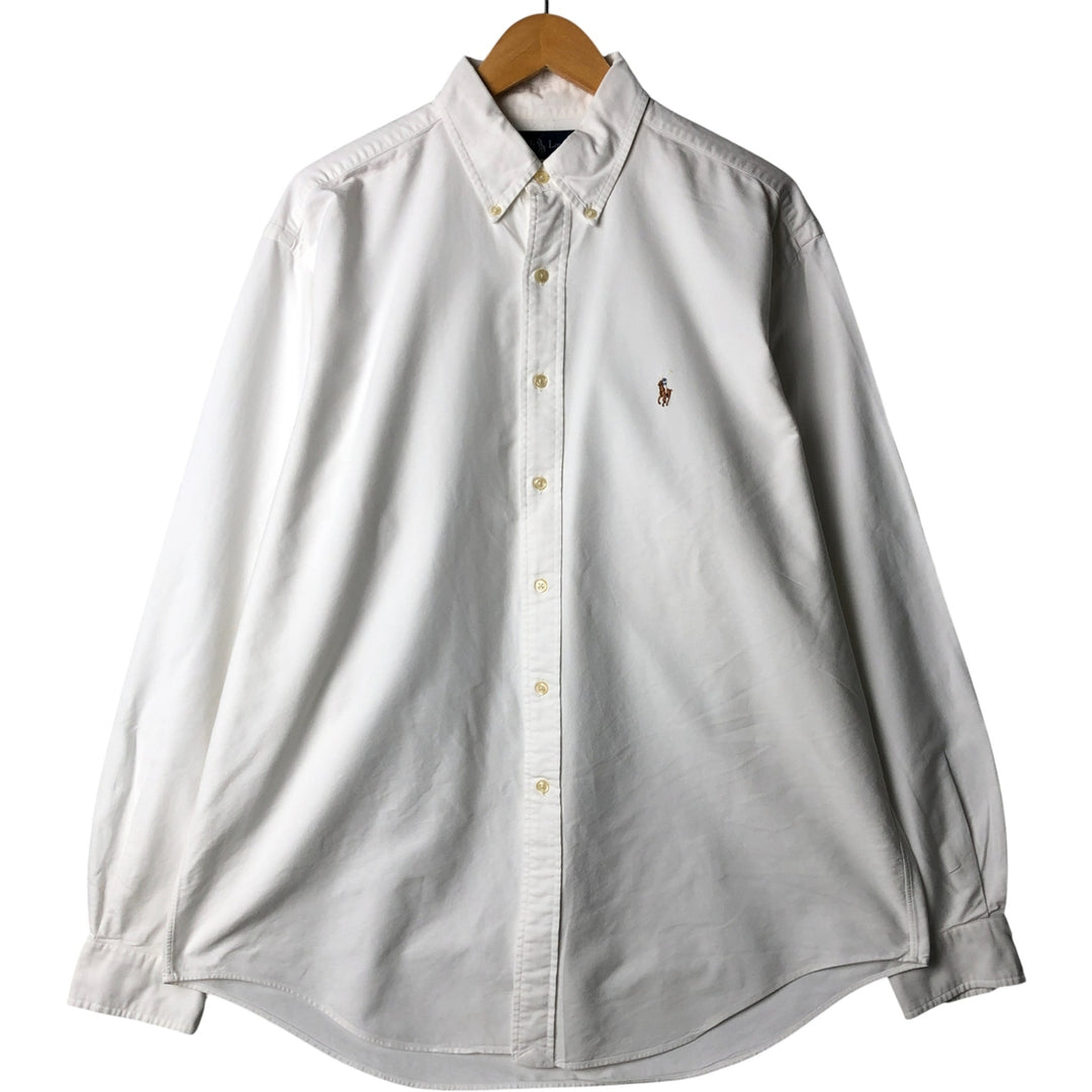Ralph Lauren YARMOUTH long sleeve button down shirt, men's size L cotton white type Vintage Second Hand