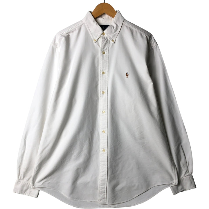Ralph Lauren YARMOUTH long sleeve button down shirt, men's size L cotton white type Vintage Second Hand