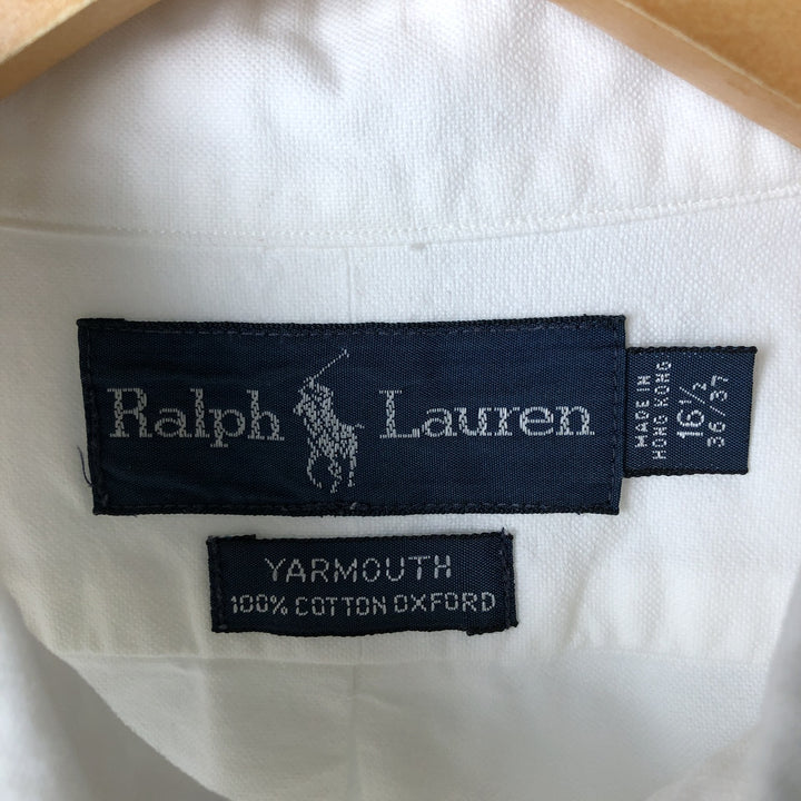 Ralph Lauren YARMOUTH long sleeve button down shirt, men's size L cotton white type Vintage Second Hand