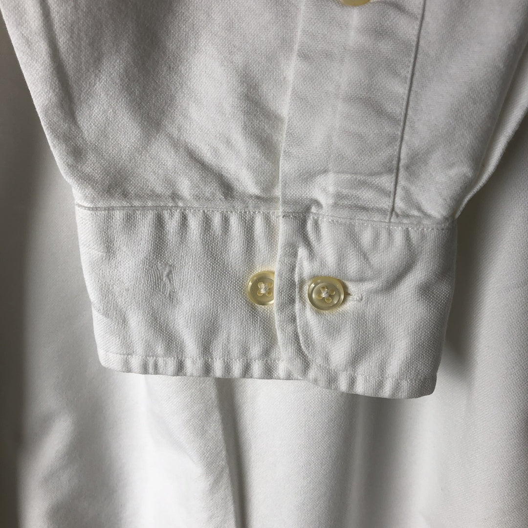 Ralph Lauren YARMOUTH long sleeve button down shirt, men's size L cotton white type Vintage Second Hand