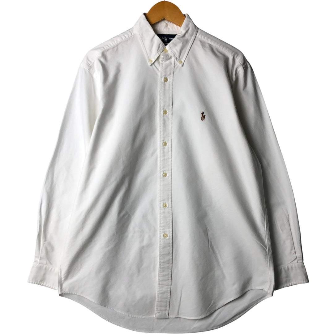 Ralph Lauren YARMOUTH long sleeve button down shirt, men's size L cotton white type Vintage Second Hand