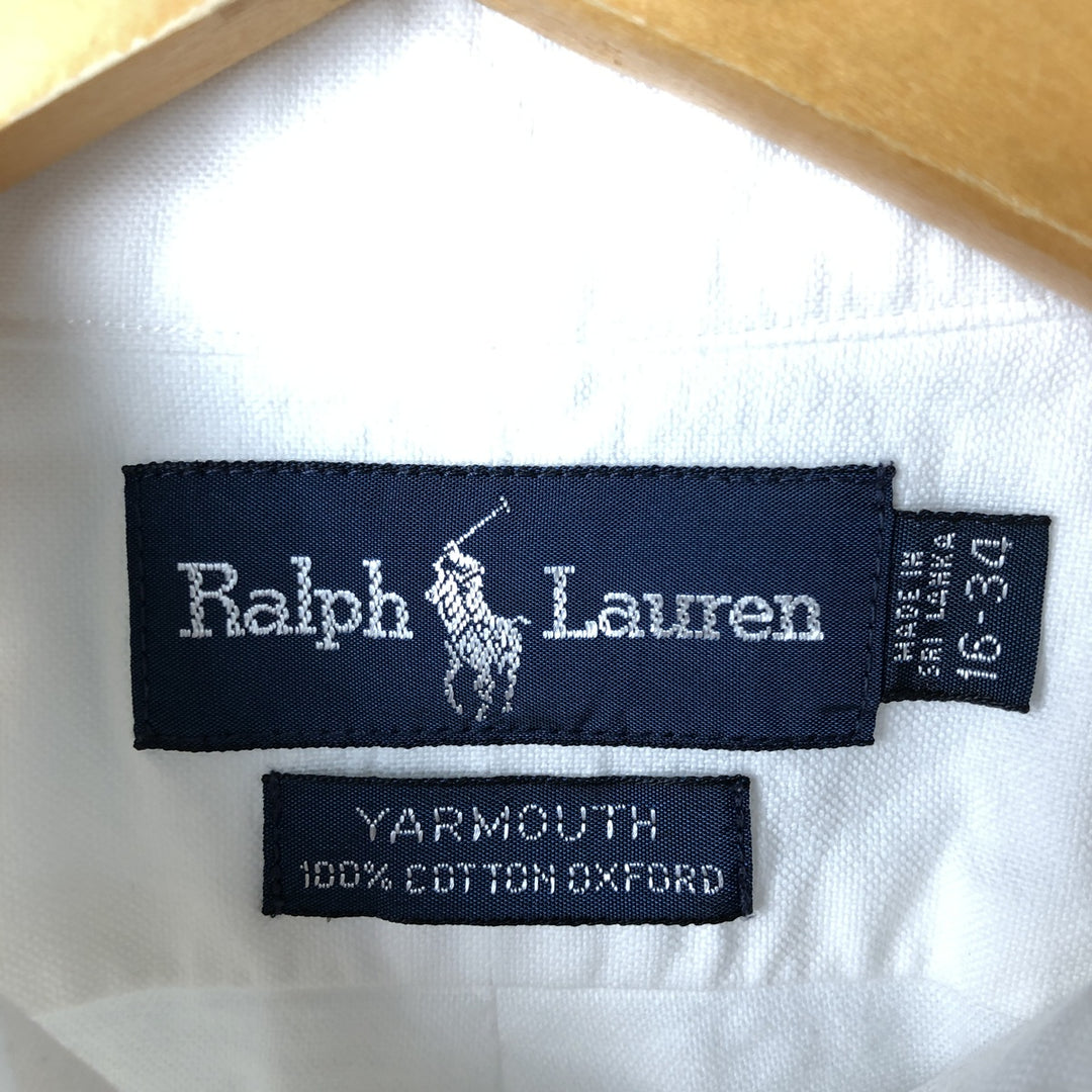 Ralph Lauren YARMOUTH long sleeve button down shirt, men's size L cotton white type Vintage Second Hand