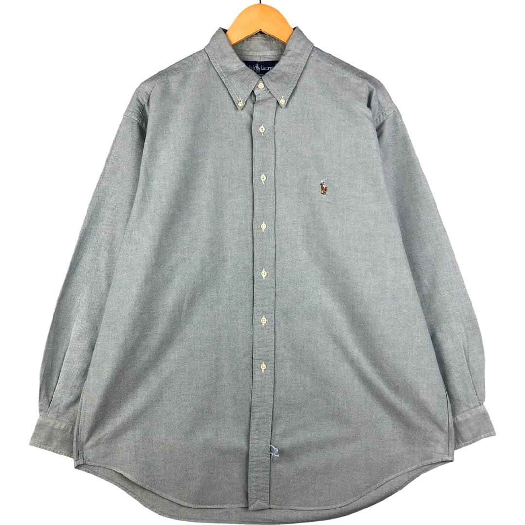 Ralph Lauren YARMOUTH long sleeve button down shirt, men's XL size cotton green type Vintage Second Hand