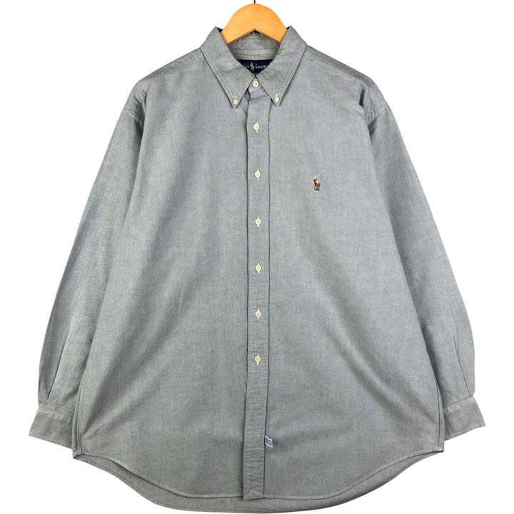 Ralph Lauren YARMOUTH long sleeve button down shirt, men's XL size cotton green type Vintage Second Hand