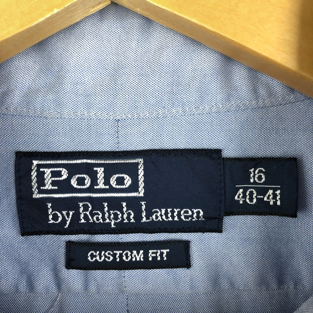 Ralph Lauren CUSTOM FIT long sleeve button down shirt, men's size L cotton Blue type light blue Vintage Second Hand
