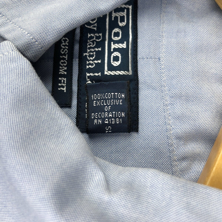 Ralph Lauren CUSTOM FIT long sleeve button down shirt, men's size L cotton Blue type light blue Vintage Second Hand