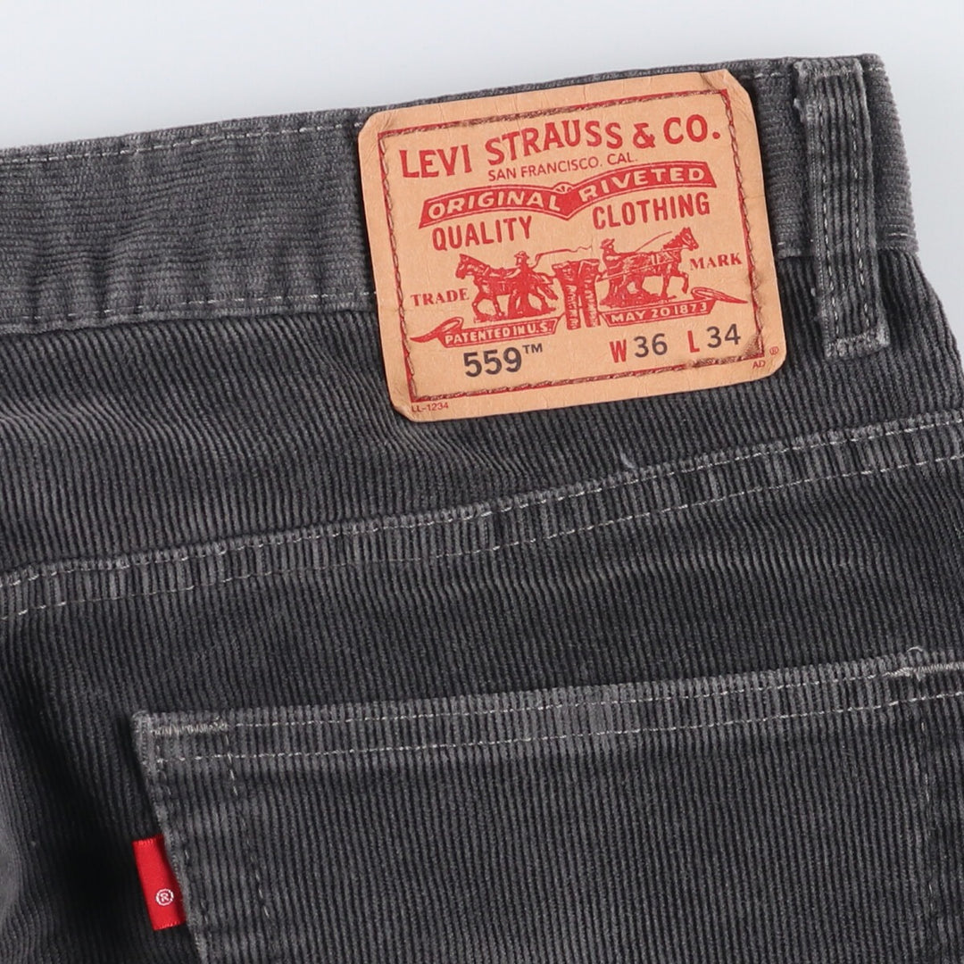 2000'S Levi's 559 Relaxed Straight Corduroy Pants, Men's, Size W36 cotton Charcoal Vintage Second Hand